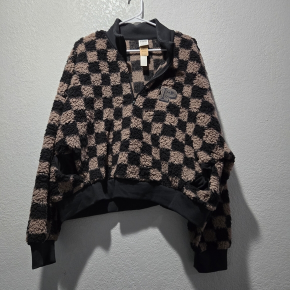 PINK Victoria's Secret Jackets & Blazers - PINK Victoria's Secret Black and Brown Fleece Jacket